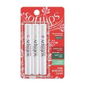 Softlips Holiday Lip Balm Set Peppermint Mocha+Apple Chai Cider+Orange Cranberry
